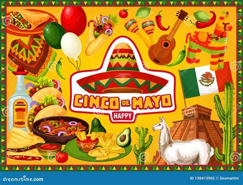 Mexican Holiday, Happy Cinco De Mayo Greetings Stock Vector ...