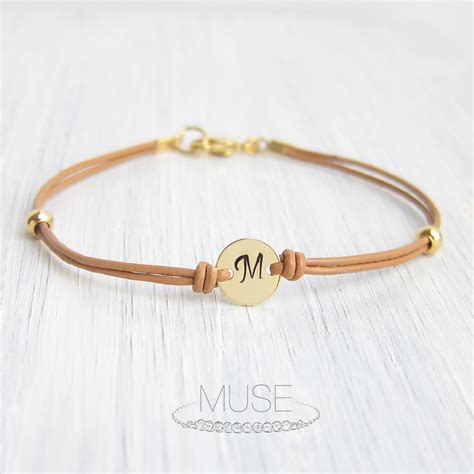 Monogram Leather Bracelet Personalized Initial by MuseByLAM