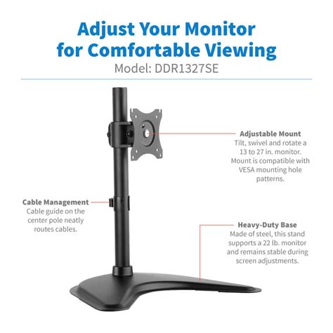 Single Monitor Desktop Stand for 13" to 27" Flat-Screen Displays | Eaton