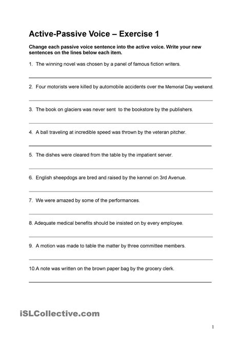 Worksheets For Active And Passive Voice