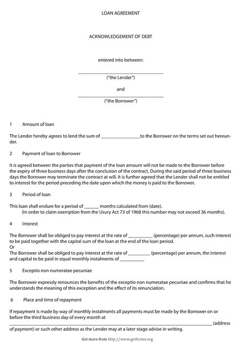 Microsoft Word Loan Agreement Template