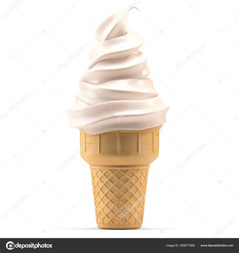 Soft serve ice cream in waffle cone isolated on white. Stock Photo by ...