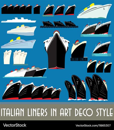 Italian Liners in Art Deco Style Royalty Free Vector Image