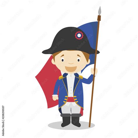 French revolution soldier cartoon character. Vector Illustration. Kids ...