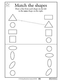 Match the geometric shapes | Kindergarten, Preschool Math, Reading Worksheet | GreatSchools