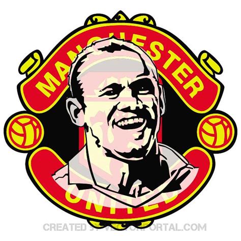 Wayne Rooney with Man UTD logo Royalty Free Stock SVG Vector