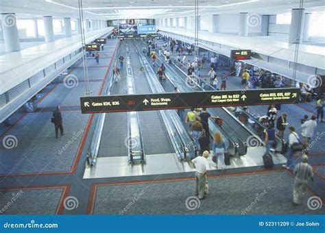 Moving Sidewalks in the Concourse of a Major Airport Editorial Stock Image - Image of america ...