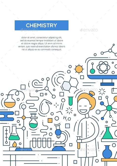 Chemistry - Line Design Brochure Poster Template | 과학 포스터, 화학, 표지