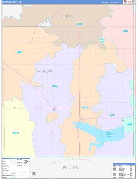 Harlan County, NE Wall Map Color Cast Style by MarketMAPS - MapSales