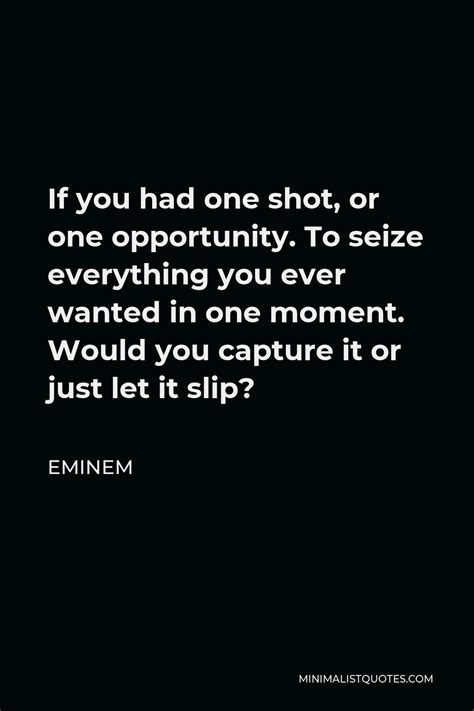 Eminem Quote: If you had one shot, or one opportunity. To seize everything you ever wanted in ...