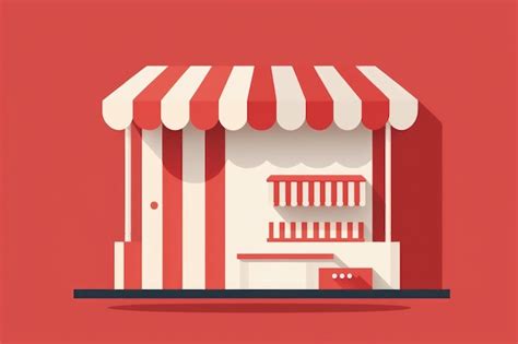 Premium AI Image | Shop illustration with red and white awning red ...