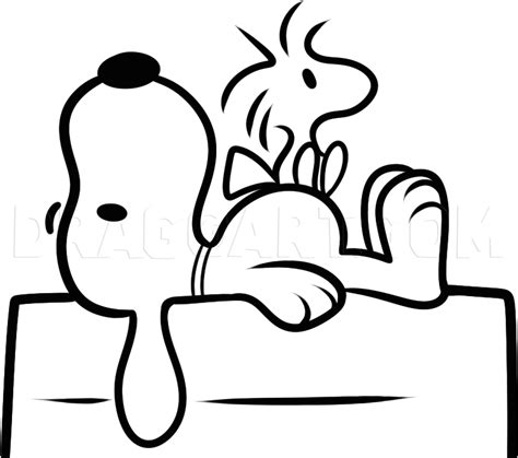 How To Draw Snoopy And Woodstock, Step by Step, Drawing Guide, by Dawn | dragoart.com Rock ...