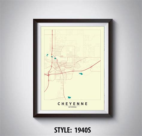 Map of Cheyenne WY Cheyenne Map Cheyenne Poster Office | Etsy