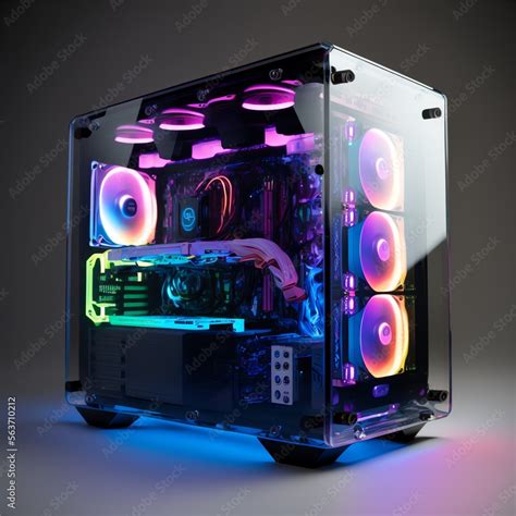 Gaming case RGB LED lights. Computer case. PC case. Generative AI ...