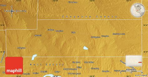 Physical Map of Kiowa County