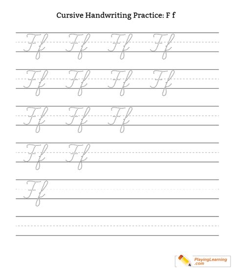 Cursive Handwriting Practice Letter F | Free Cursive Handwriting ...