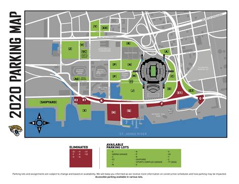 2020 Jaguars Season Parking Map