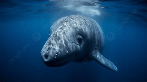 Blue Whale Underwater In Blue Water Background, Baby Whale, Hd ...