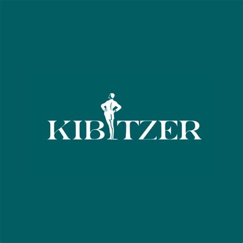 the kibitzer logo is shown on a dark green background with white letters and an image of a man ...