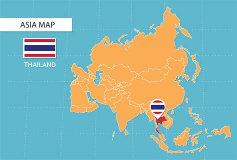 Thailand map in Asia, icons showing Thailand location and flags. 15706214 Vector Art at Vecteezy