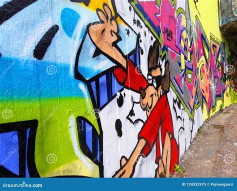 Colorful Graffiti on Concrete Wall Editorial Image - Image of happy, trend: 124352975