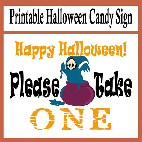 Halloween Take One Candy Sign Printable