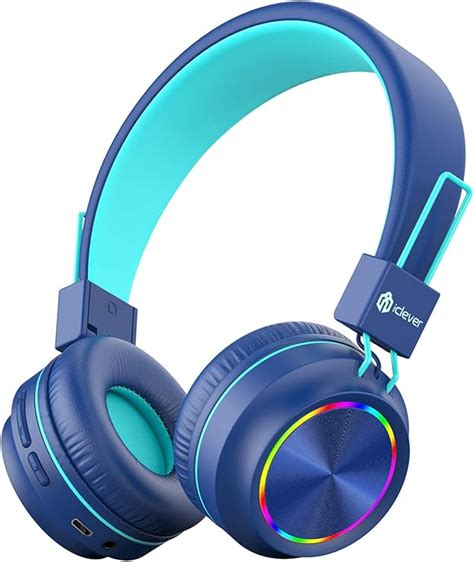 iClever Kids Headphones Bluetooth - Colorful Lights Headphones for Kids with MIC, Volume Control ...