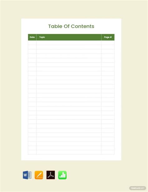 Table Of Contents Printable - Printable Word Searches