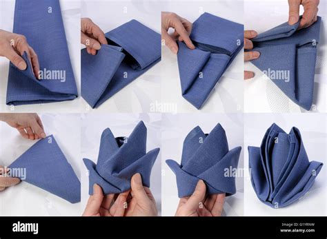 Step by step instructions on how to fold a napkin in the form of a rose ...