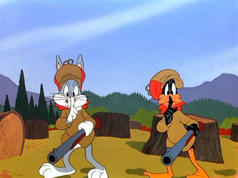 Bugs Bunny Daffy Duck Elmer Fudd Hunting Rabbits In Rabbit Season ...