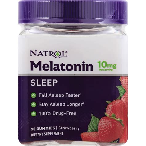 Natrol Melatonin, Sleep, 10 mg, Gummies, Strawberry (90 each) - Instacart