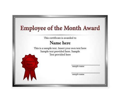 Employee Of The Month Certificate Templates (4) - TEMPLATES EXAMPLE | TE… | Certificate ...