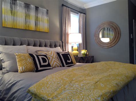 Daniel and Jennifer's grey and yellow master bedroom, design by Patricia Rothman | Bedroom ...