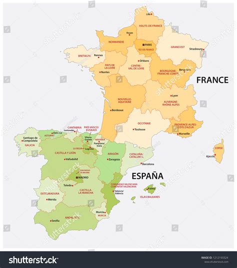 Administrative Political Vector Map Spain France 库存矢量图（免版税）1212193324 ...