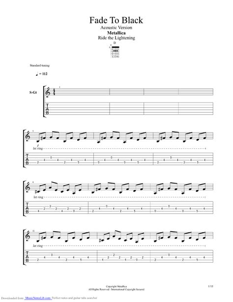 Fade To Black Acoustic guitar pro tab by Metallica @ musicnoteslib.com