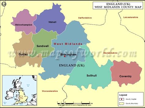 West Midlands County Map | Map of West Midlands County