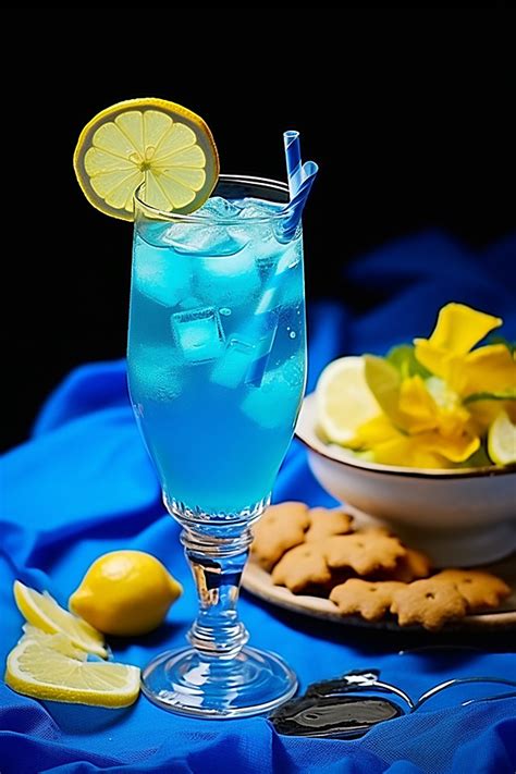A Blue Cocktail Drink With Lemons Background Wallpaper Image For Free Download - Pngtree