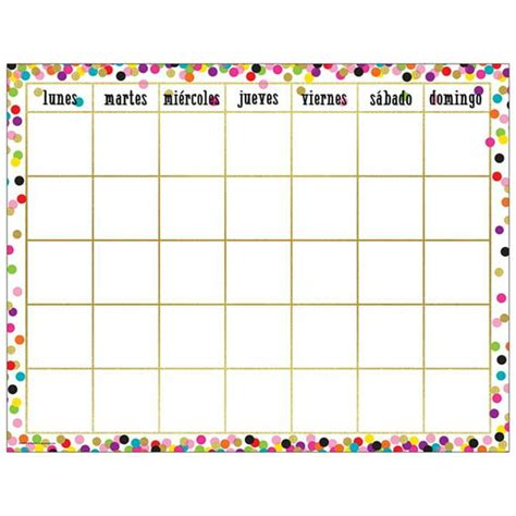 Teacher Created Resources TCR7949-6 Confetti Spanish Calendar Chart - 6 Each - Walmart.com