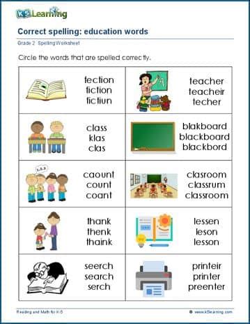 Spelling words worksheets | K5 Learning