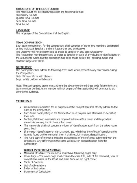 Structure and Rules of the Moot Court Competition | PDF | Note ...