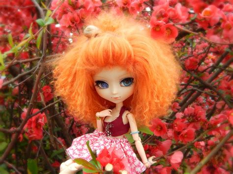 Wallpaper : pink, flowers, blue, red, eyes, blossom, redhead, wig, mohair, pullip, cherrytree ...
