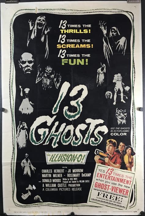 13 GHOSTS Original William Castle Horror Movie Poster with Ghost Viewer ...