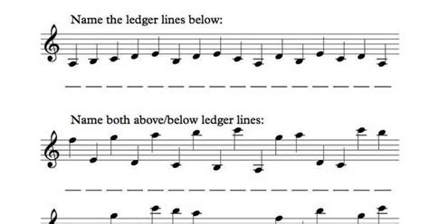 Treble Clef Ledger Lines – Worksheet | Music Worksheets | Pinterest | Treble clef, Clef and ...