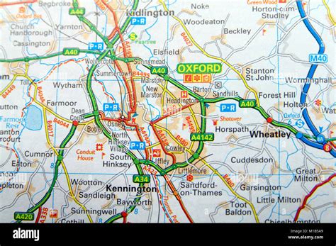 Road Map of Oxford, England Stock Photo - Alamy