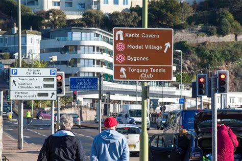 Torquay, England Signs Along the Seafront Showing Local Attractions. Editorial Stock Image ...