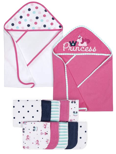 Gerber Baby Girl Hooded Towels & Washcloth Set, 12pc - Walmart.com