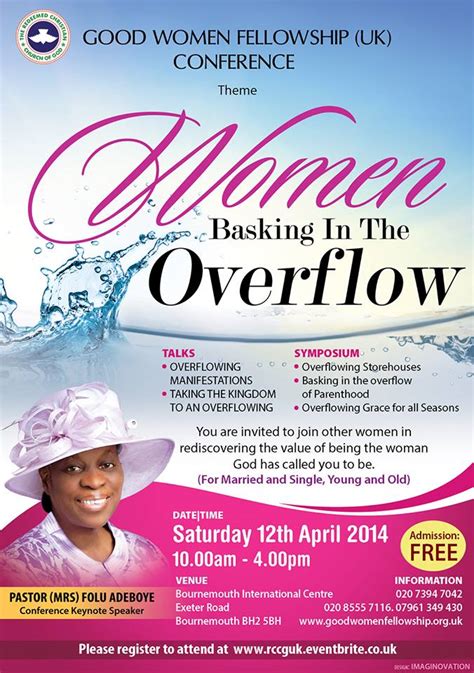 RCCG Good women Fellowship (UK) conference. Theme: Women basking in the overflow > 12th April ...