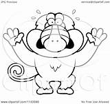 Cartoon Clipart Of A Black And White Scared Baboon Monkey  Vector sketch template