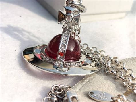 Vivienne Westwood Small Orb Necklace Pendant Red Silver Outlet ...