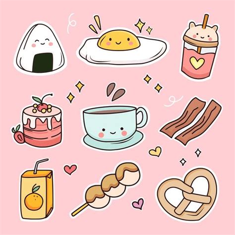 Premium Vector | Cute breakfast food doodle sticker set | Yazdırılabilir planlayıcı çıkartmaları ...